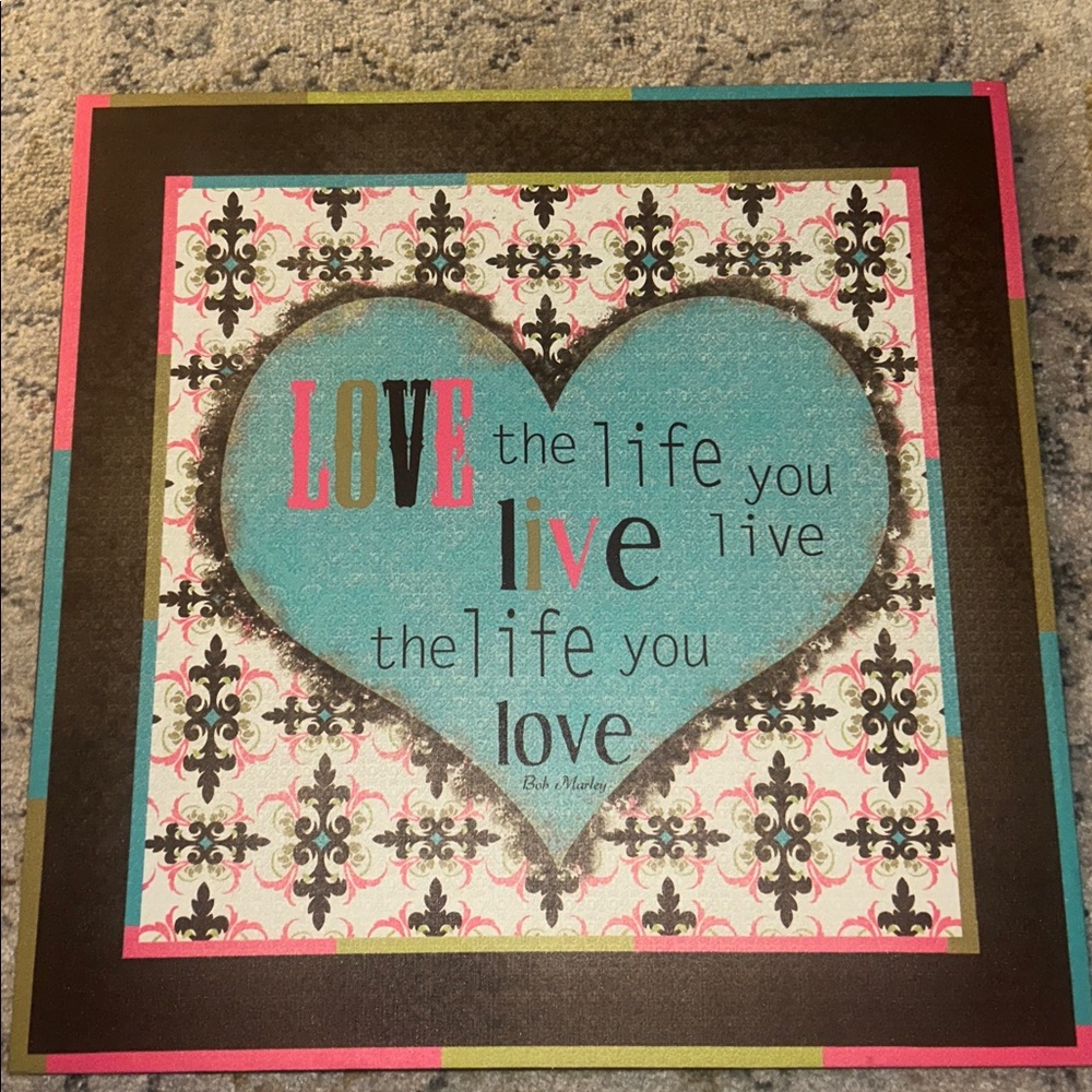 Heart Wall Art with Inspirational Quote from Bob Marley